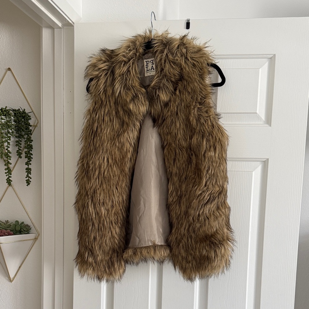 PPLA Faux Fur Vest - Tan